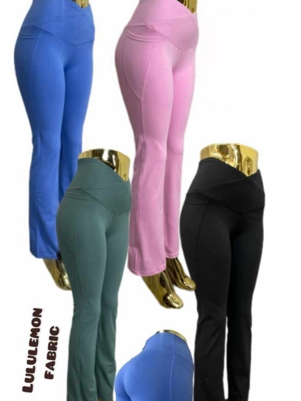 High-Waist Flared Leggings — Black, Pink